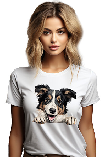 StoryGift Romania Tricou Femei Cu Un Catel Fericit, Gheare, Labute, Albe, Neg...