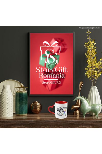 StoryGift Romania Mug Celebrating the anniversary of the business with pride, trophy, entrepreneur, 330ml, Sky, With, STG