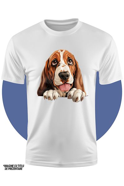 StoryGift Romania Tricou Copii Cu Un Catel Cu Urechile Plecate, Ilustratie, Limba Scoasa, Labute, Gheare Sco