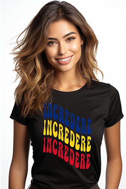 StoryGift Romania Tricou Femei Cuvantul Incredere, In Culorile Steagului Roma...