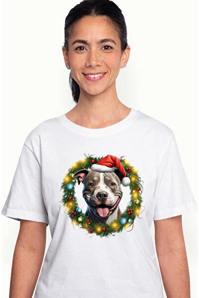 StoryGift Romania Tricou Femei Cu Un Caine Boxer Vesel, Caciula De Craciun, L...