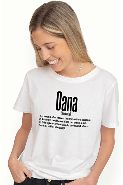 StoryGift Romania Tricou Femei Cu Numele Oana, Si Mesaj Amuzant, Lenesa, Mere...