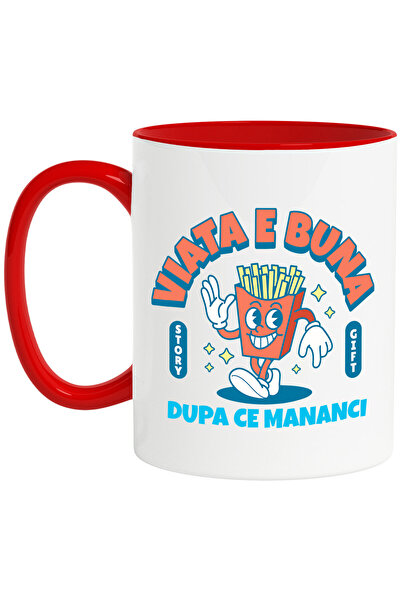 StoryGift Romania Cana Cu Portie Cartofi Prajiti Vesela Text Viata E Buna Dup...