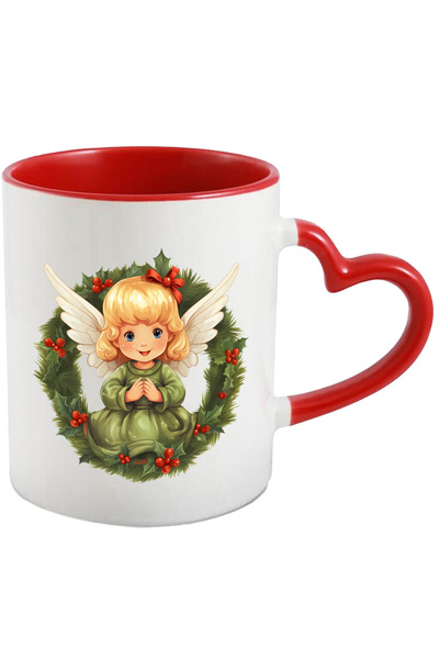 StoryGift Romania Cana Cu Un Copilas Cu Aripi De Ingeras | Ilustratie | Coroana | Vasc | Sarbatori, Cu Maner Inim Stg