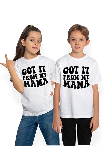 StoryGift Romania Tricou Copii Cu Mesajul In Engleza "got It From My Mama" - O Am De La Mama Bucurie Mandrie