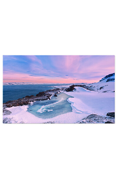 StoryGift Romania Tablou Canvas Mic Lac Inghetat Si Coasta Marii Barents, Iar...