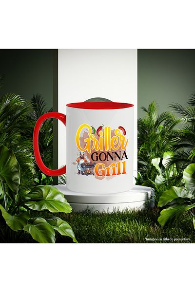 StoryGift Romania Grill mug with the message "Griller gonna grill", cooking, illustration, kitchen, c, With ,STG .