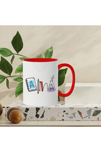 StoryGift Romania Mug With Name Alina, School, Chemistry, Materials, Algebra, Geometry, 330ml, Ceramics, With, STG.