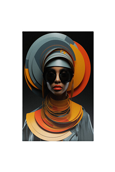 StoryGift Romania Tablou Canvas: Femeie De Culoare Cu Vestimentatie Moderna - Fundal Intunecat Pictura Digitala