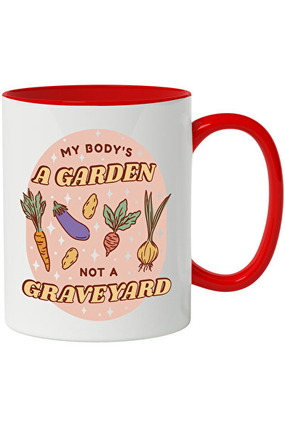StoryGift Romania Cana Cu Mesaj My Body's A Garden Not A Graveyard, Legume, M...