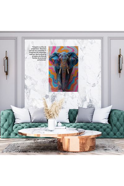 StoryGift Romania Tablou Canvas Elefant Pătat De Acuarele Joacă În Culori Perete În Valuri Pictate Armonios , Pic