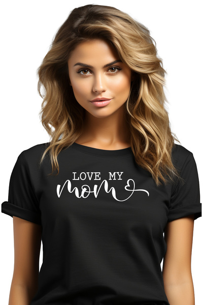 StoryGift Romania Tricou Femei Cu Inimioara Si Mesajul "love My Mom" - Imi Iu...