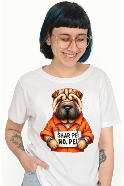StoryGift Romania Tricou Femei Cu Un Caine Shar Pei La Inchisoare, Ilustratie...