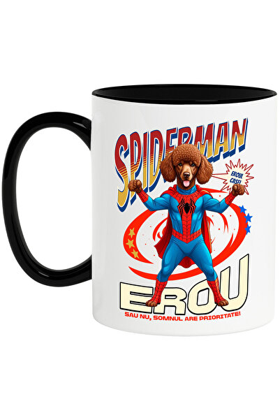 StoryGift Romania Mug with Poodle / Poodle Dog in SpiderMan Costume with Cape...