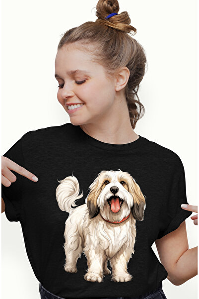 StoryGift Romania Tricou Femei Cu Un Catel Alb, Blanos, Zgarda, Pentru Iubito...