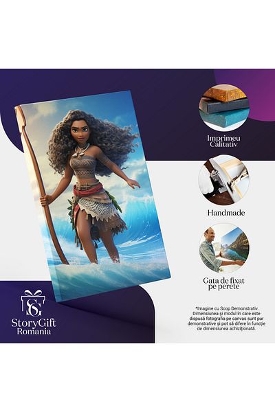 StoryGift Romania Tablou Canvas: Portret Printesa Moana In Apa Full Body Călător Iubitor De Maredisney Princess F