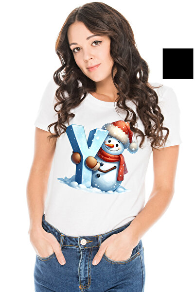 StoryGift Romania Tricou Femei cu un om de zapada care tine litera "Y", ilust...