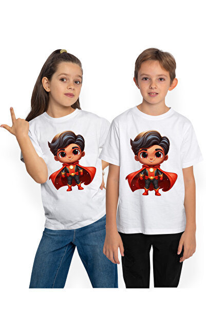 StoryGift Romania Tricou Copii Cu Un Baiat In Costum De Erou, Ilustratie, Pel...