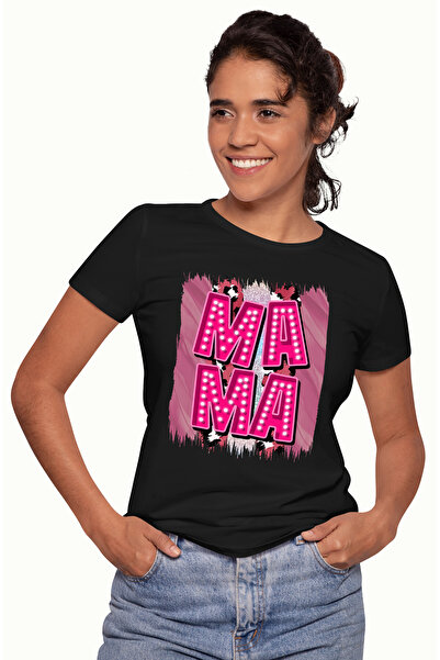 StoryGift Romania Tricou Femei cu mesajul "Mama", ilustratie, mama, neon, roz...