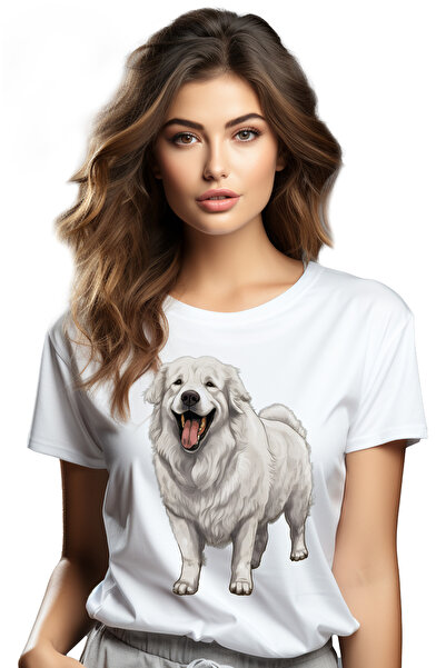 StoryGift Romania Tricou Femei cu un caine gras, ilustratie, alb, limba scoas...