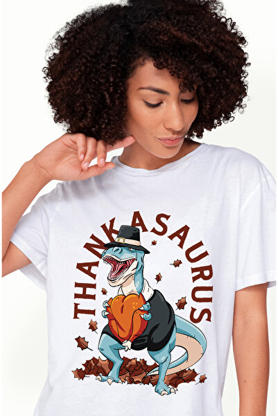 StoryGift Romania Tricou Femei Cu Dinozaur T Rex De Ziua Recunostiintei, Piep...