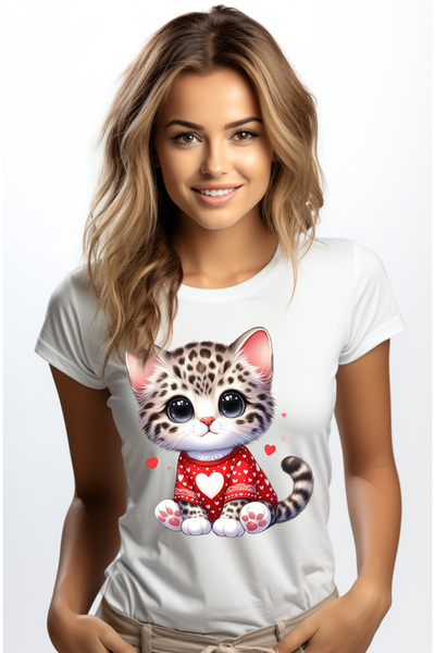 StoryGift Romania Tricou Femei cu un pui de ghepard care poarta o bluza cu in...