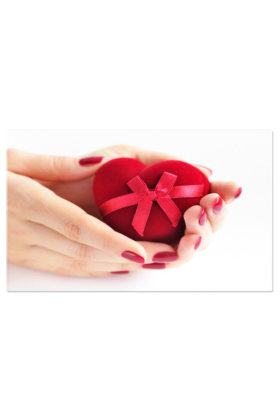 StoryGift Romania Tablou Canvas - Cadou De Dragoste, Cutie Rosie Cu Panglica