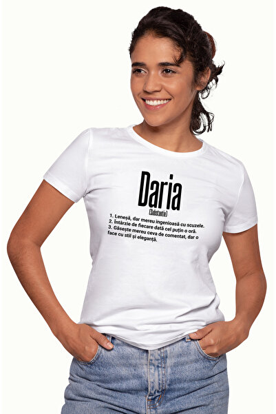 StoryGift Romania Tricou Femei Cu Numele Daria, si Mesaj Amuzant, Lenesa, Mer...