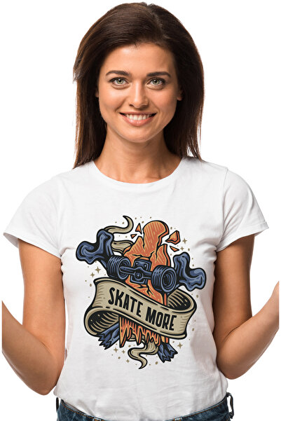 StoryGift Romania Tricou Femei Cu Mesaj In Engleza Skate More, Skateboard, Pl...