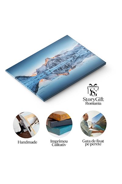 StoryGift Romania Tablou Canvas: Peisaj Nordic In Iarna - Norvegia, Natura, Reflectie, Stanci