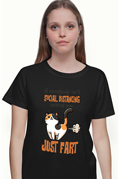 StoryGift Romania Tricou Femei cu pisica cu mesajul "If somebody isn't social...