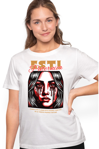 StoryGift Romania Tricou Femei Esti Puternica - Femeie Plangand, cu imprimeu ...