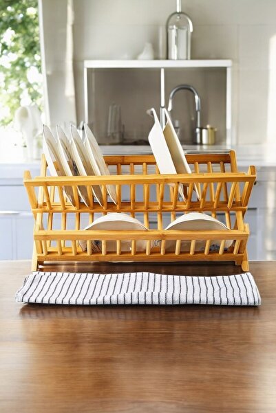 Sezka Life Bambu Bulaşıklık Tabaklık 2 Katlı Katlanabilir Tabaklık (47 cm 32 ...