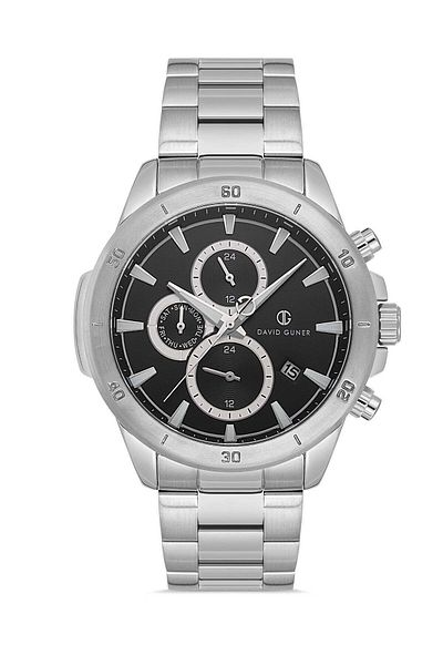 DAVID GUNER Men's Wristwatch with Silver Coated Black Dial - Dg-8742Ga-A2