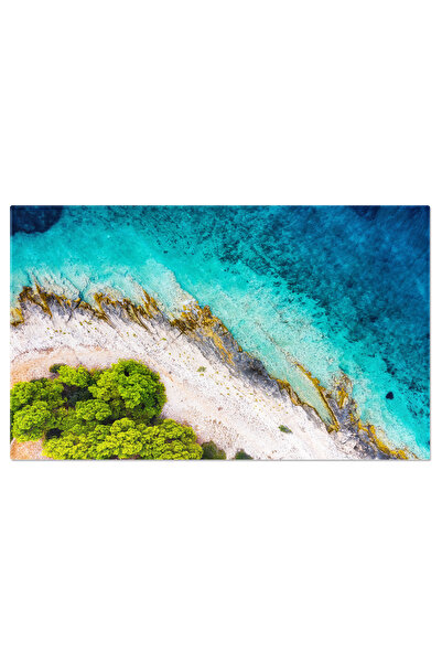 StoryGift Romania Tablou Canvas Coasta Cu Stanci Ca Fundal Din Drona Aerian, ...