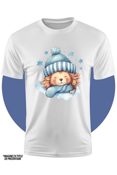 StoryGift Romania Tricou Copii Cu Un Leut Care Doarme, Ilustratie, Caciula, Frig, Stelute, Norisor, Lumea Vi