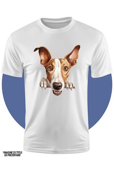 StoryGift Romania Tricou Copii Cu Un Catel Care Priveste Surprins, Ilustratie, Gheare, Labute, Alb, Maro, Pe