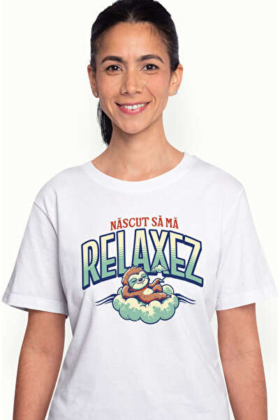 StoryGift Romania Tricou Femei Animal Lenes Pe Nor Text Haios Nascut Sa Ma Re...