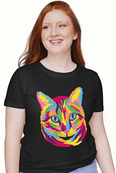 StoryGift Romania Tricou Femei Personalizata Pisica, Abstract, Arta Digitala ...