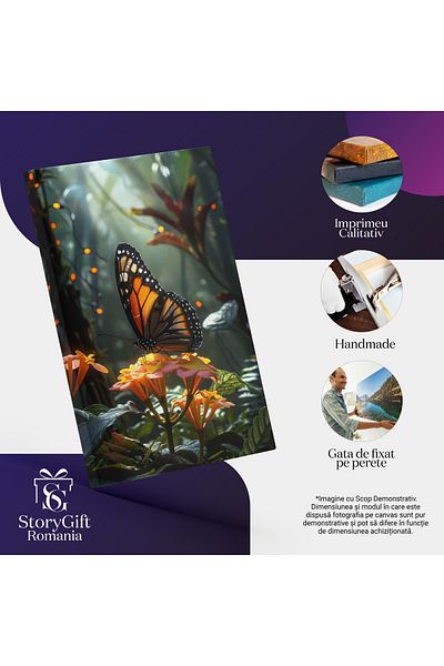 StoryGift Romania Tablou Canvas: Fluturele Pe Flori Armonie Naturală Perfectă Un Colț De Pădure Deasă Pictura Dig