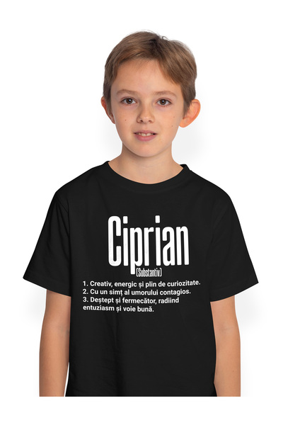 StoryGift Romania Tricou Copii Baieti Cu Numele Ciprian, Cu Mesaj Motivational, Creativ, Energic, Curios, De