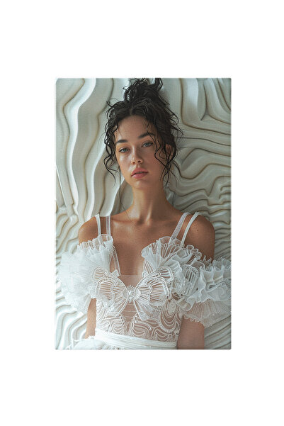 StoryGift Romania Tablou Canvas: Chipesa Fata Imbracata In Rochie Cu Bretele Si Par Prins In Coc Pictura Digital