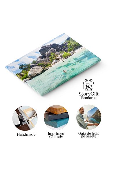 StoryGift Romania Tablou Canvas Plaja Anse Source D'argent, La Digue, Seychelles, Privire De Sus, Plaja, Apa Cris