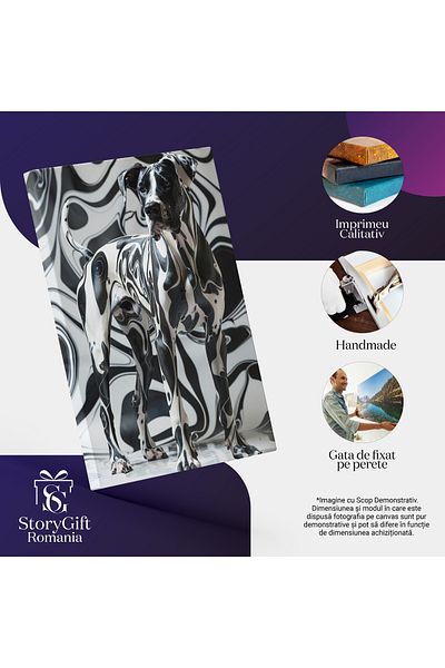 StoryGift Romania Tablou Canvas: Rasă Câine Talie Mare În Decor Abstract Și Nonculori- Animale De Companie Și De