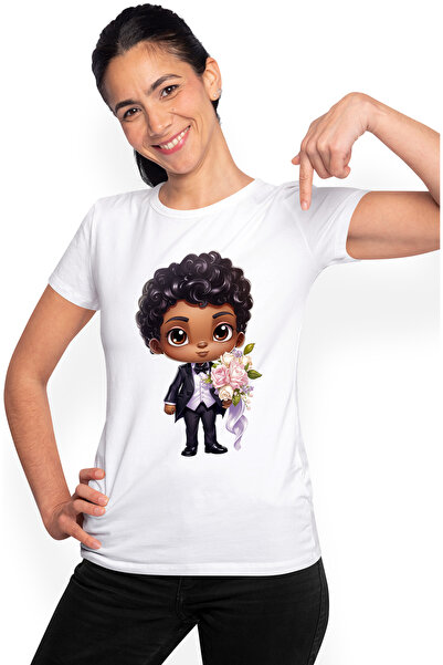 StoryGift Romania Tricou Femei cu un ginere de culoare vesel care tine un buc...