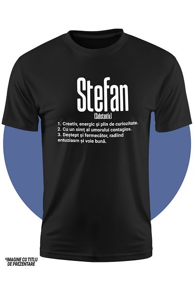 StoryGift Romania Tricou Copii Baieti Cu Numele Stefan, Cu Mesaj Motivational, Creativ, Energic, Curios, Des
