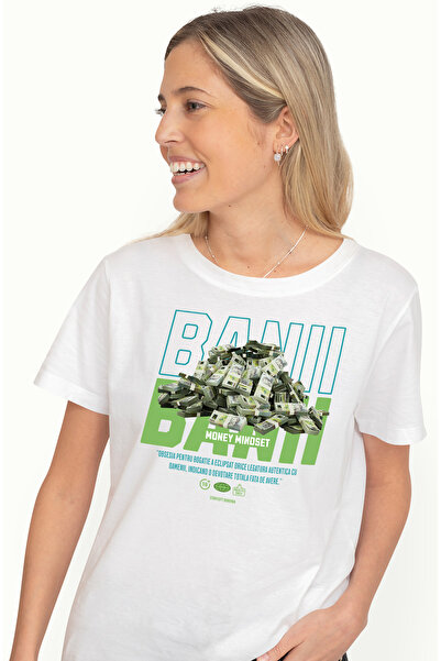 StoryGift Romania Tricou Femei O Gramada de Bani - Money Mindset, cu imprimeu...