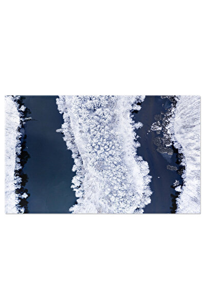 StoryGift Romania Tablou Canvas 120 X 80cm - Peisaje Iernatice - Pustietate Alba Si Ghetata In Natura Salbatica Stg