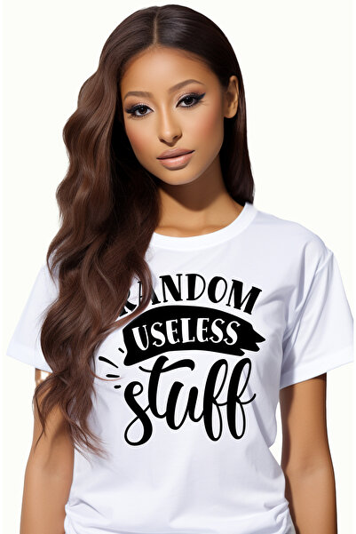 StoryGift Romania Tricou Femei cu textul in engleza "Random useless stuff" - lucruri aleatorii inu WHT_S