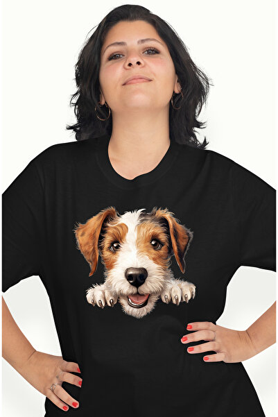 StoryGift Romania Tricou Femei cu un caine blanos, ilustratie, fericire, prie...